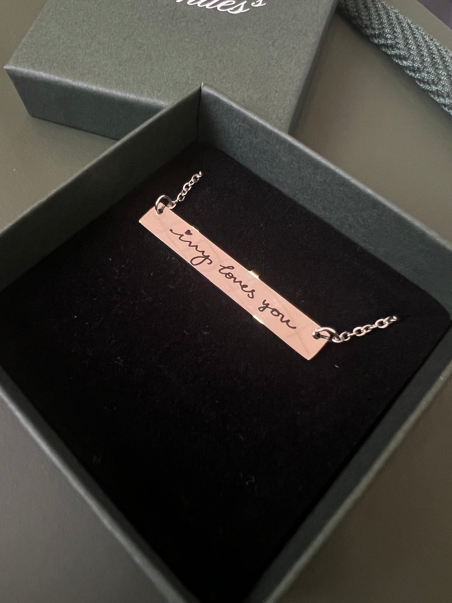 Silver Engraved Bar Necklace