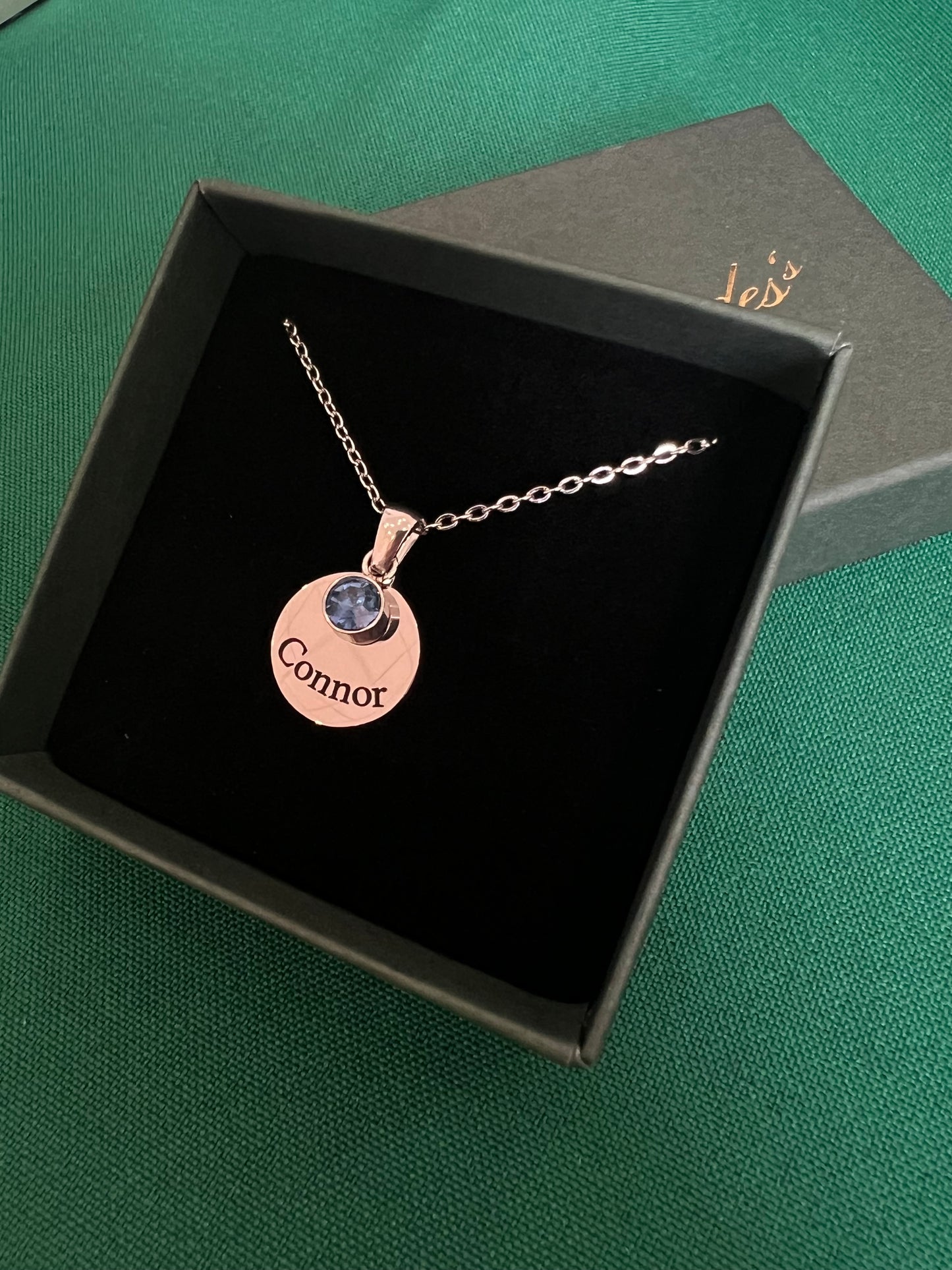 Silver Engraved Birthstone Necklace