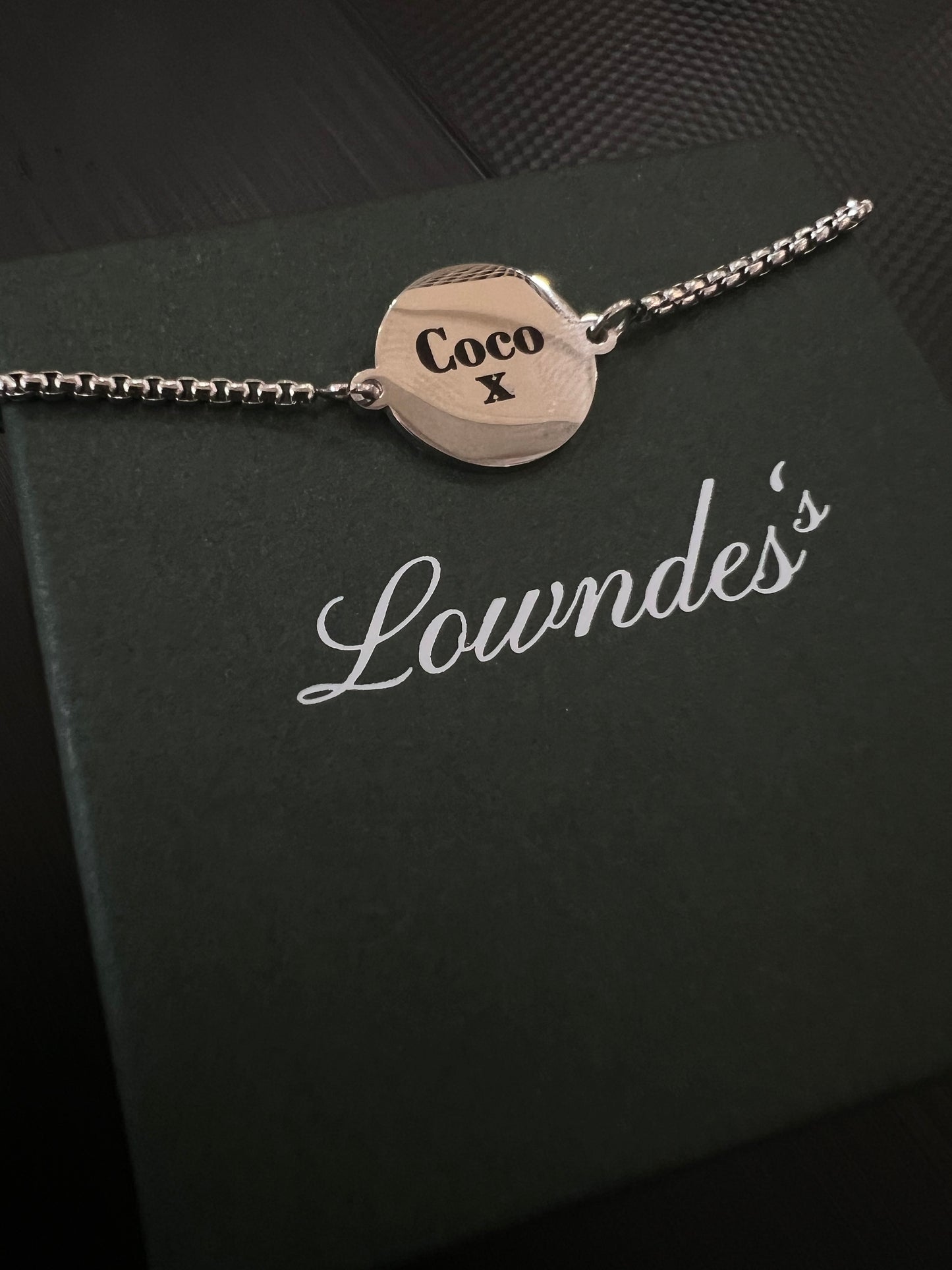 Engraved Silver Disc Bracelet