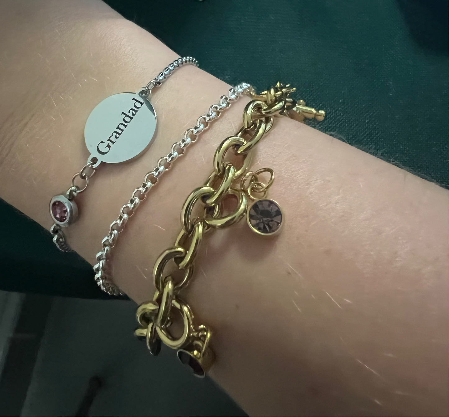 Engraved Silver Disc Bracelet