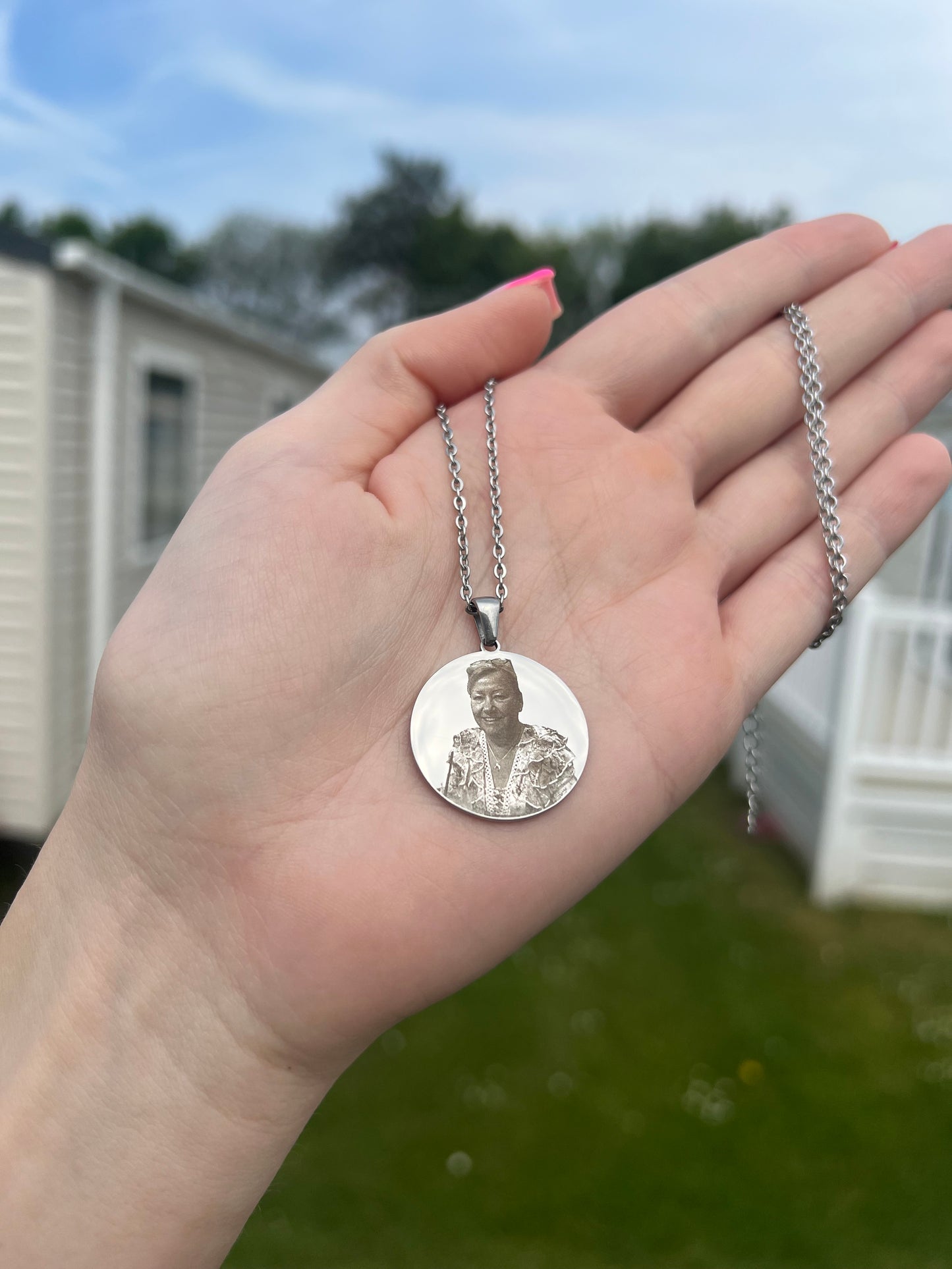 Medium 25mm Engraved Picture Necklace