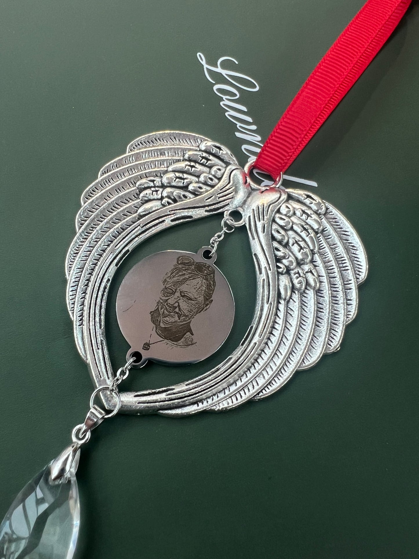 Engraved Angel Wings Ornament