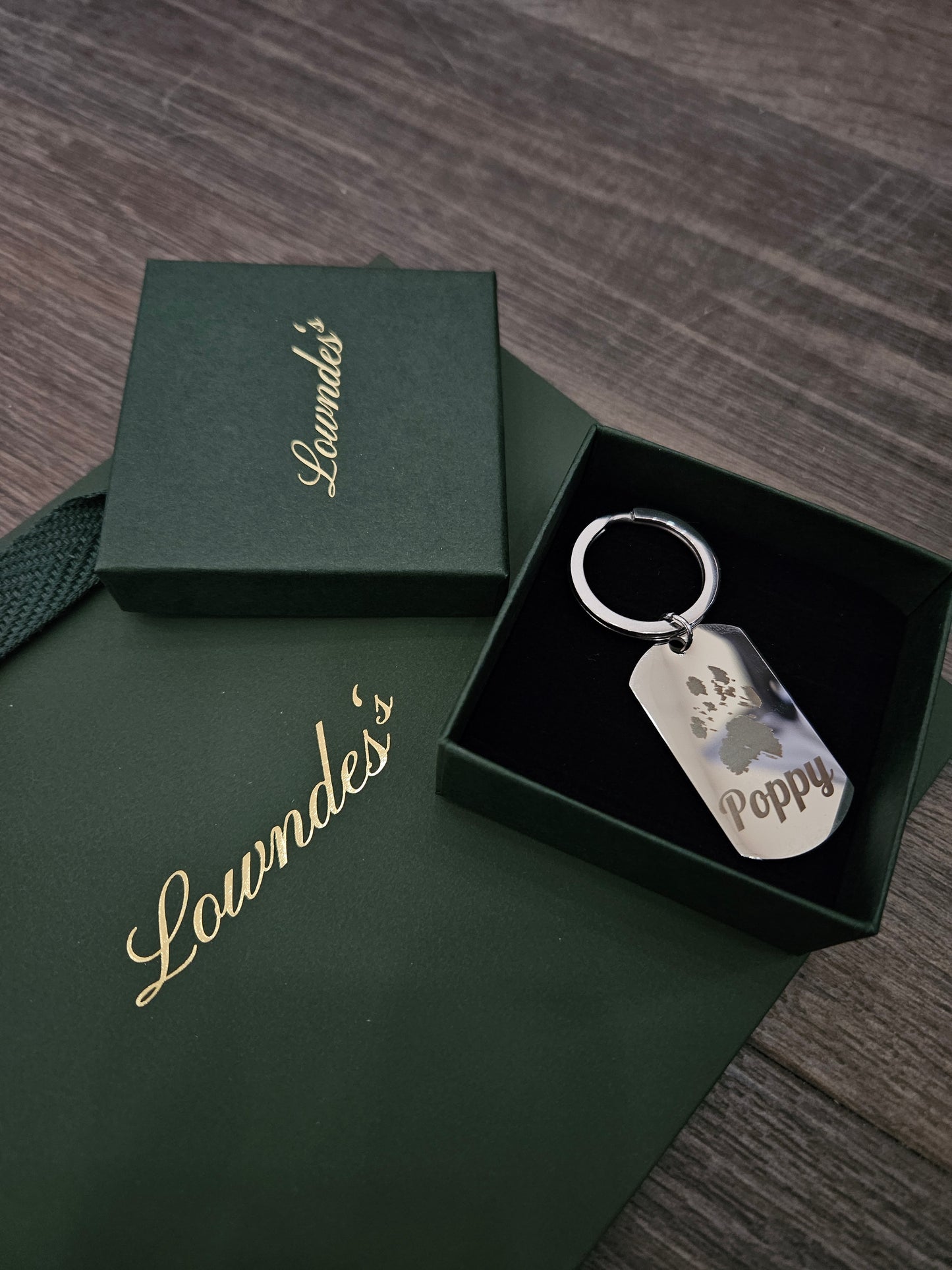 Engraved Paw, Nose/ Finger Print Keyring