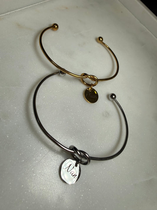 Engraved Torque Bangle with 12mm disc